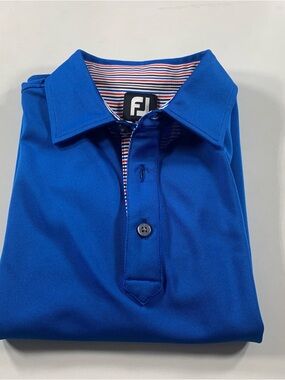 Men's Footjoy Regular Fit Blue Golf Active Wear Polo Shirt Size Large